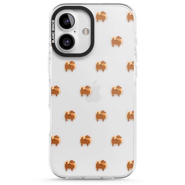 iPhone 16 Pro Max Pomeranian Dog Pattern Clear Black Impact Phone Case