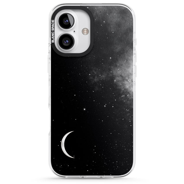 iPhone 16 Pro Max Night Sky Galaxies: Crescent Moon Black Impact Phone Case