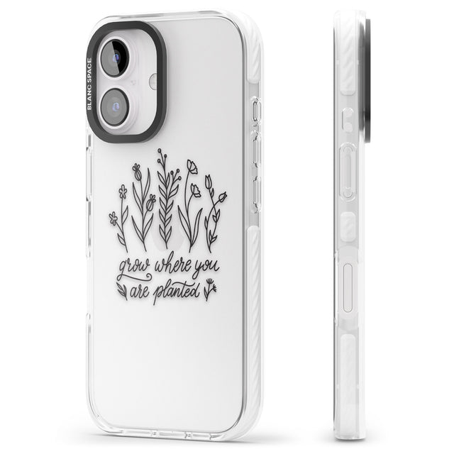 iPhone 16 Pro Max Grow where you are planted Black Impact Phone Case