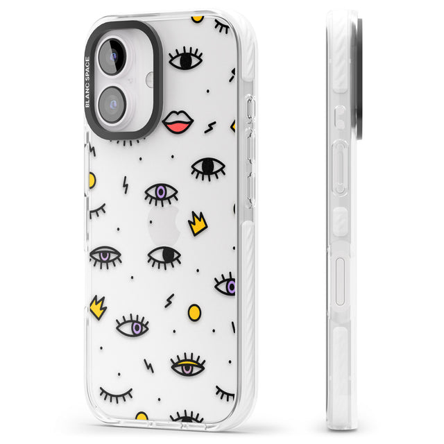 iPhone 16 Pro Max Eyes & Lips Icons Black Impact Phone Case