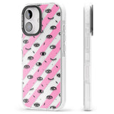 iPhone 16 Pro Max Pink Stripe Eyes Black Impact Phone Case