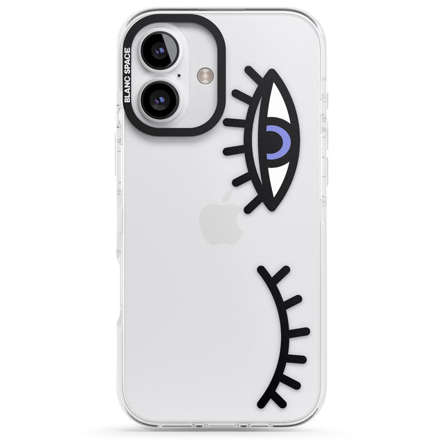 iPhone 16 Pro Max Winking Eyes Transparent Pattern Black Impact Phone Case