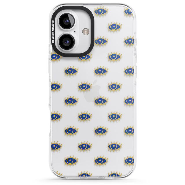 iPhone 16 Pro Max Gold Eyes (Clear) Psychedelic Eyes Pattern Black Impact Phone Case