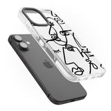 iPhone 16 Pro Max Abstract Continuous Line Faces Black on Clear Black Impact Phone Case