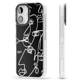 iPhone 16 Pro Max Abstract Continuous Line Faces Clear on Black Black Impact Phone Case