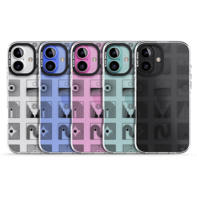 iPhone 16 Pro Max Abstract Lines: Mixed Pattern #2 Black Impact Phone Case