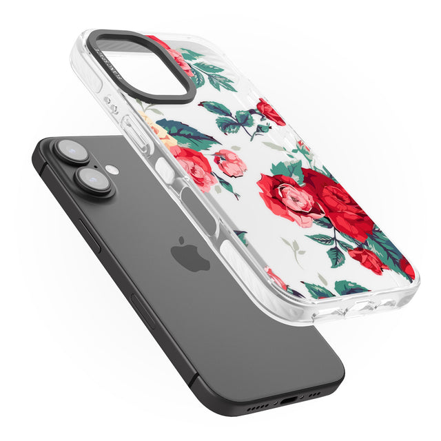 iPhone 16 Pro Max Rose Pattern Black Impact Phone Case