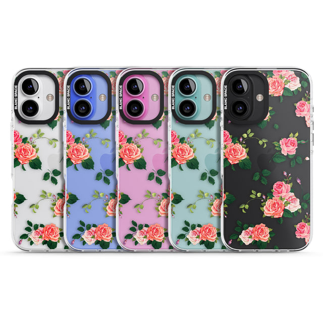 iPhone 16 Pro Max Pink Roses Black Impact Phone Case