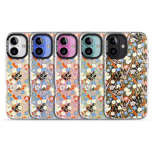 iPhone 16 Pro Max Busy Floral Mix: Transparent Black Impact Phone Case