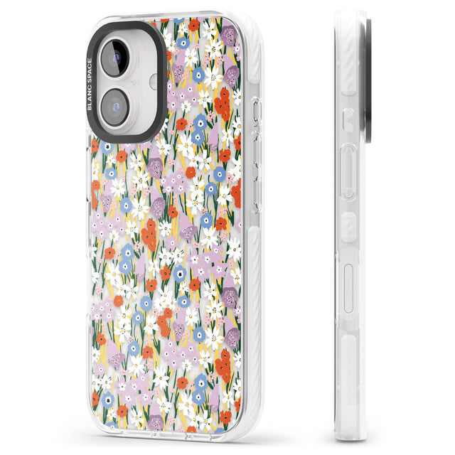 iPhone 16 Pro Max Energetic Floral Mix: Transparent Black Impact Phone Case