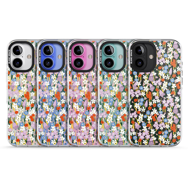 iPhone 16 Pro Max Energetic Floral Mix: Transparent Black Impact Phone Case