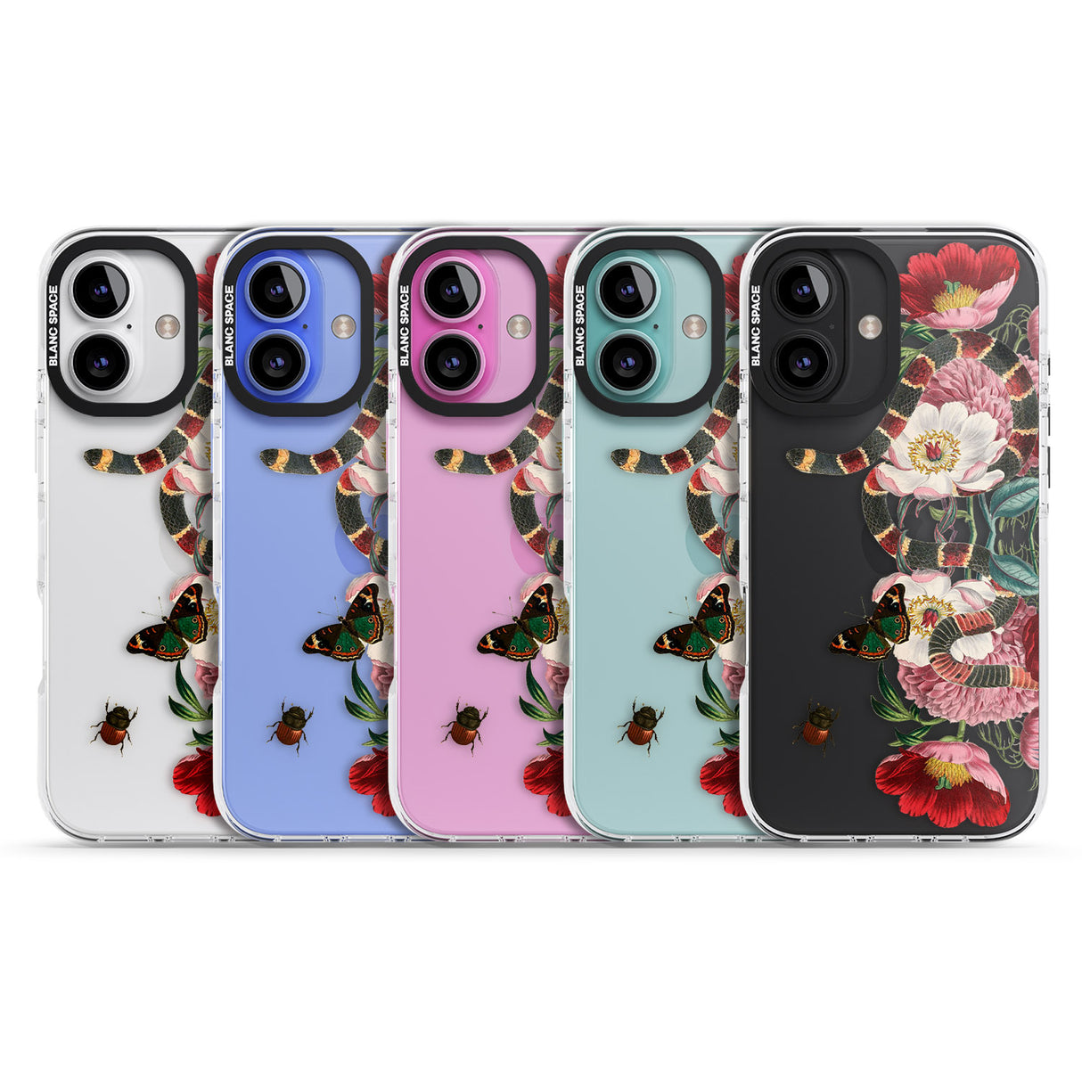 iPhone 16 Pro Max Floral Snake Black Impact Phone Case