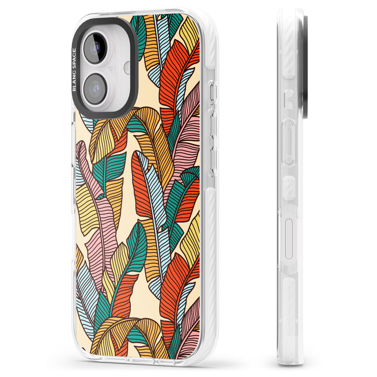 iPhone 16 Pro Max Pastel Palm Leaves Black Impact Phone Case