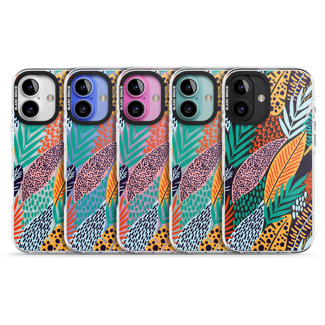 iPhone 16 Pro Max Colourful Leaves Mixture Black Impact Phone Case