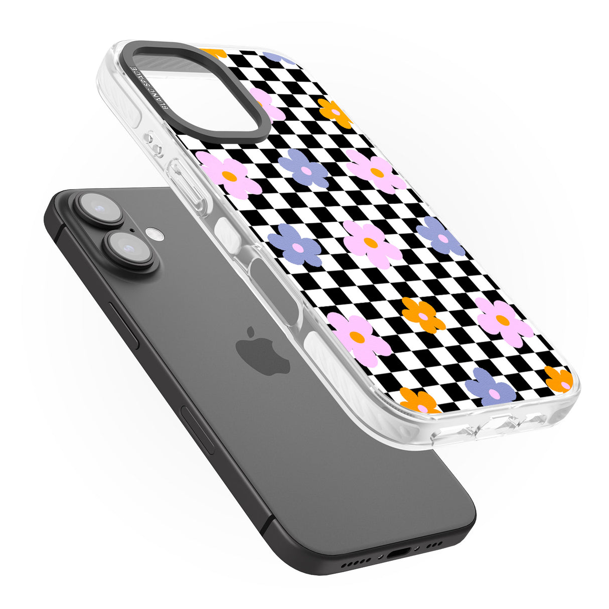 iPhone 16 Pro Max Checkered Blossom Black Impact Phone Case