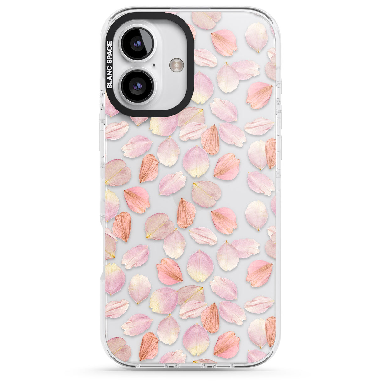 iPhone 16 Pro Max Pink Petals Transparent Design Black Impact Phone Case