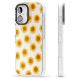 iPhone 16 Pro Max Sunflowers Transparent Pattern Black Impact Phone Case