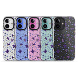 iPhone 16 Pro Max Violet & Blue Floral Pattern Design Black Impact Phone Case