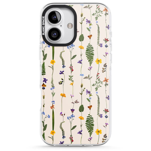 iPhone 16 Pro Max Wildflower Chain Design - Cream Black Impact Phone Case