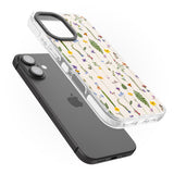 iPhone 16 Pro Max Wildflower Chain Design - Cream Black Impact Phone Case