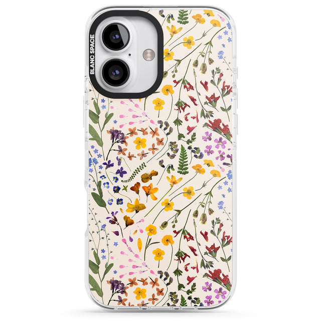 iPhone 16 Pro Max Wildflower & Leaves Cluster Design - Cream Black Impact Phone Case