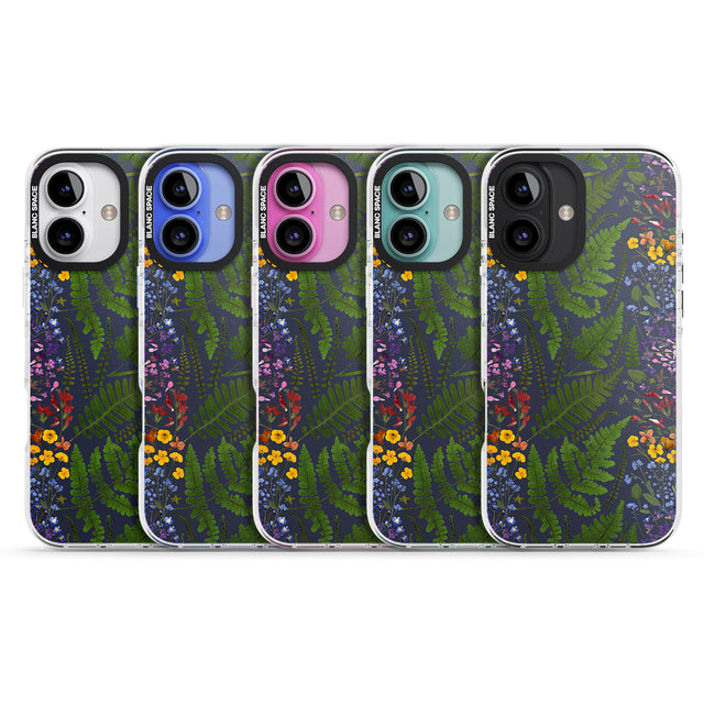 iPhone 16 Pro Max Busy Floral and Fern Design - Navy Black Impact Phone Case