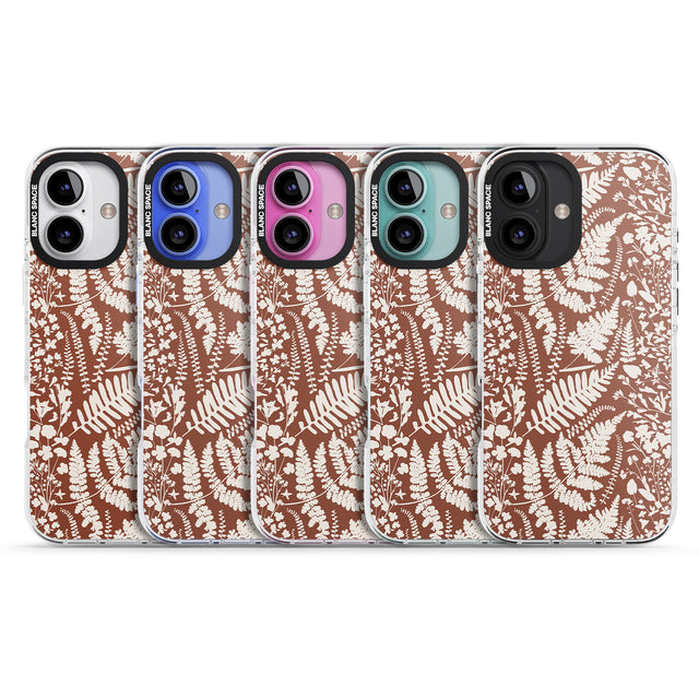 iPhone 16 Pro Max Wildflowers and Ferns on Terracotta Black Impact Phone Case