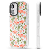 iPhone 16 Pro Max Pink Petals Transparent Floral Black Impact Phone Case