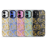 iPhone 16 Pro Max Yellow Leaves Transparent Floral Black Impact Phone Case