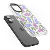 iPhone 16 Pro Max Purple Blossoms Transparent Floral Black Impact Phone Case