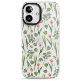 iPhone 16 Pro Max Spring Tulips Transparent Floral Black Impact Phone Case