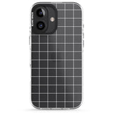 iPhone 16 Pro Max Simplistic Large Grid Pattern White (Transparent) Black Impact Phone Case