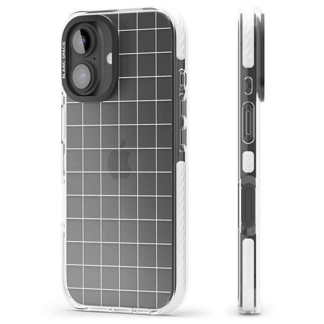 iPhone 16 Pro Max Simplistic Large Grid Pattern White (Transparent) Black Impact Phone Case