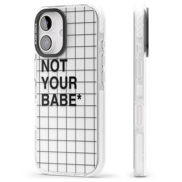 iPhone 16 Pro Max Grid Pattern Not Your Babe Black Impact Phone Case