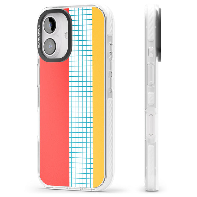 iPhone 16 Pro Max Abstract Grid Red, Blue, Yellow Black Impact Phone Case