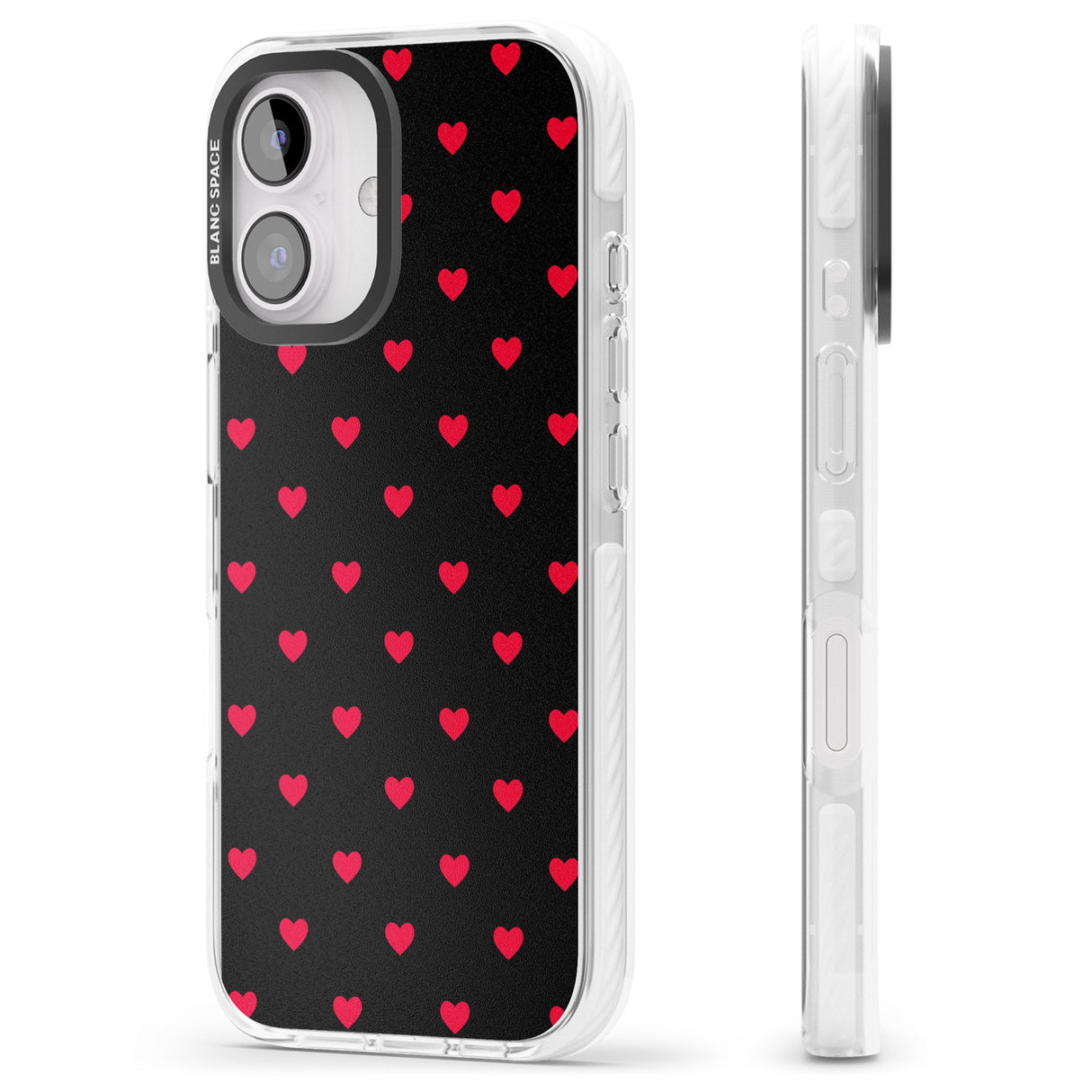 iPhone 16 Pro Max Small Heart Pattern: Red & Black Impact Phone Case