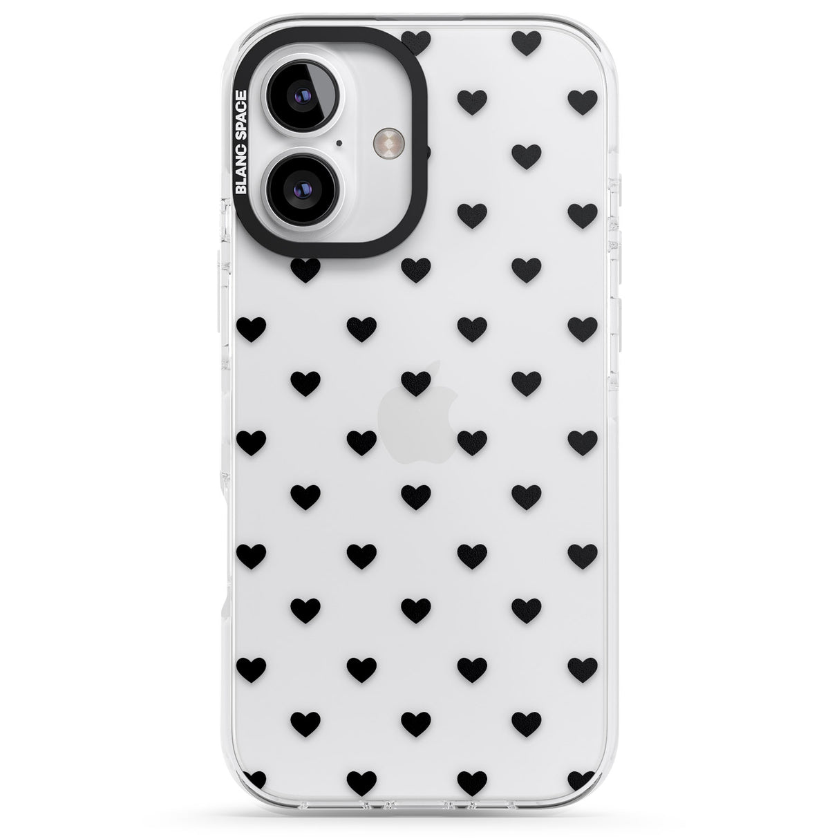 iPhone 16 Pro Max Small Heart Pattern: White & Black Impact Phone Case