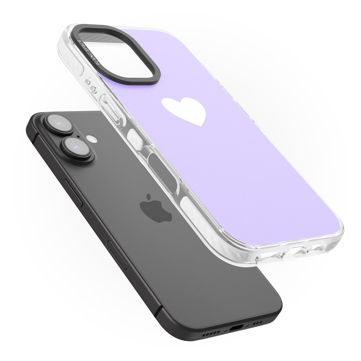 iPhone 16 Pro Max Single Heart White & Pale Purple Black Impact Phone Case