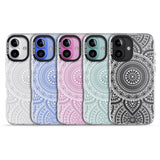 iPhone 16 Pro Max White Henna Flower Wheel Black Impact Phone Case