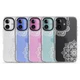 iPhone 16 Pro Max White Henna Florals Black Impact Phone Case