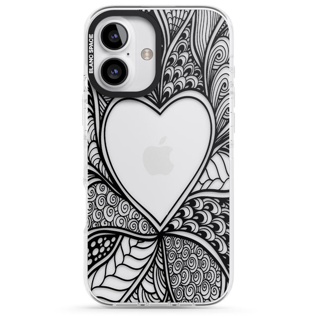 iPhone 16 Pro Max Black Henna Heart Black Impact Phone Case