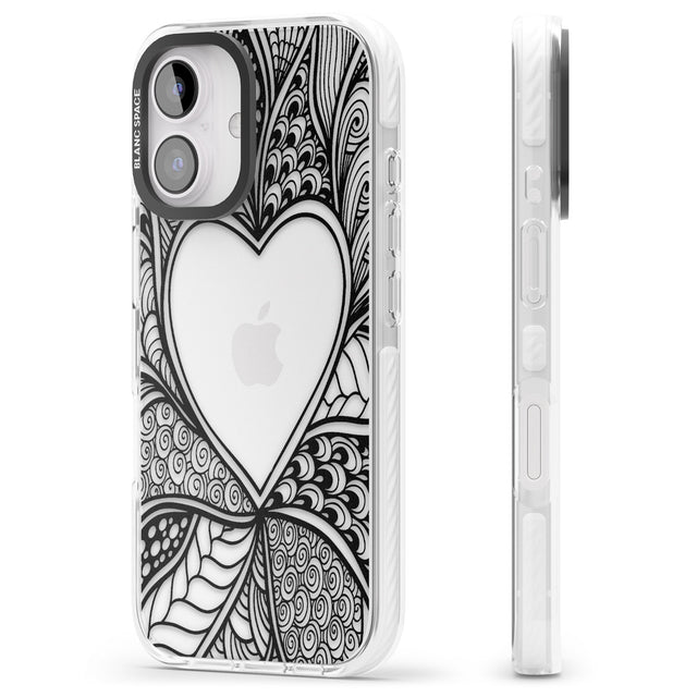 iPhone 16 Pro Max Black Henna Heart Black Impact Phone Case