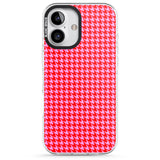 iPhone 16 Pro Max Neon Pink & Red Houndstooth Pattern Black Impact Phone Case