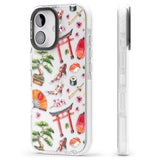 iPhone 16 Pro Max Mixed Japanese Watercolour Pattern Black Impact Phone Case