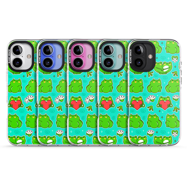 iPhone 16 Pro Max Frog Booty Kawaii Pattern Black Impact Phone Case