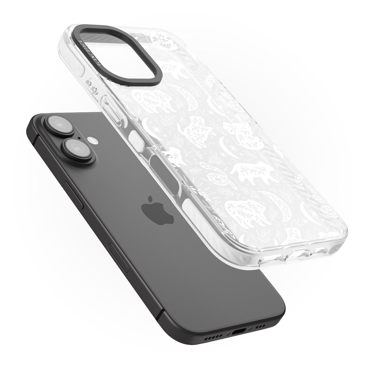 iPhone 16 Pro Max Forest Animal Silhouettes: White/Clear Black Impact Phone Case