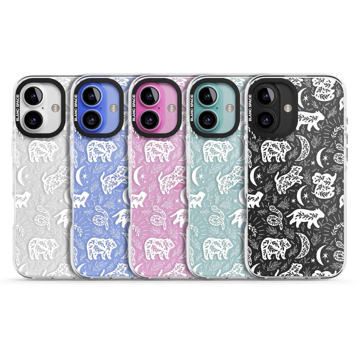 iPhone 16 Pro Max Forest Animal Silhouettes: White/Clear Black Impact Phone Case