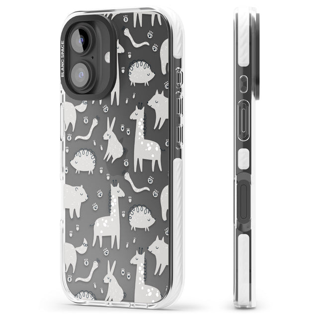 iPhone 16 Pro Max Adorable Mixed Animals Pattern (Clear) Black Impact Phone Case