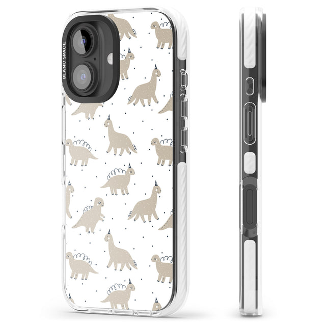 iPhone 16 Pro Max Adorable Dinosaurs Pattern Black Impact Phone Case