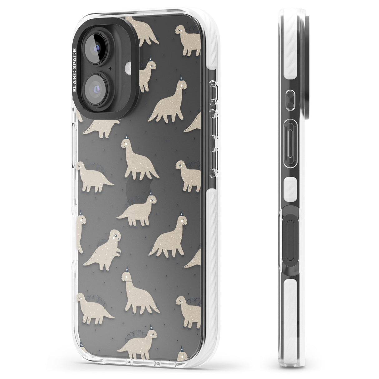 iPhone 16 Pro Max Adorable Dinosaurs Pattern (Clear) Black Impact Phone Case